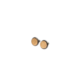 A pair of natural wood earrings with stud posts.