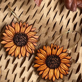 Natural Wood Earrings | SUNFLOWER