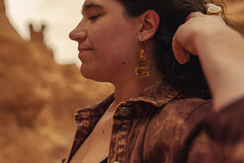 Natural Wood Earrings | SNAKES