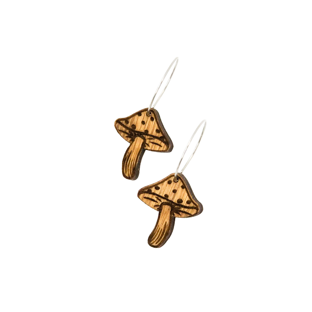 Natural Wood Earrings | MUSHROOMS