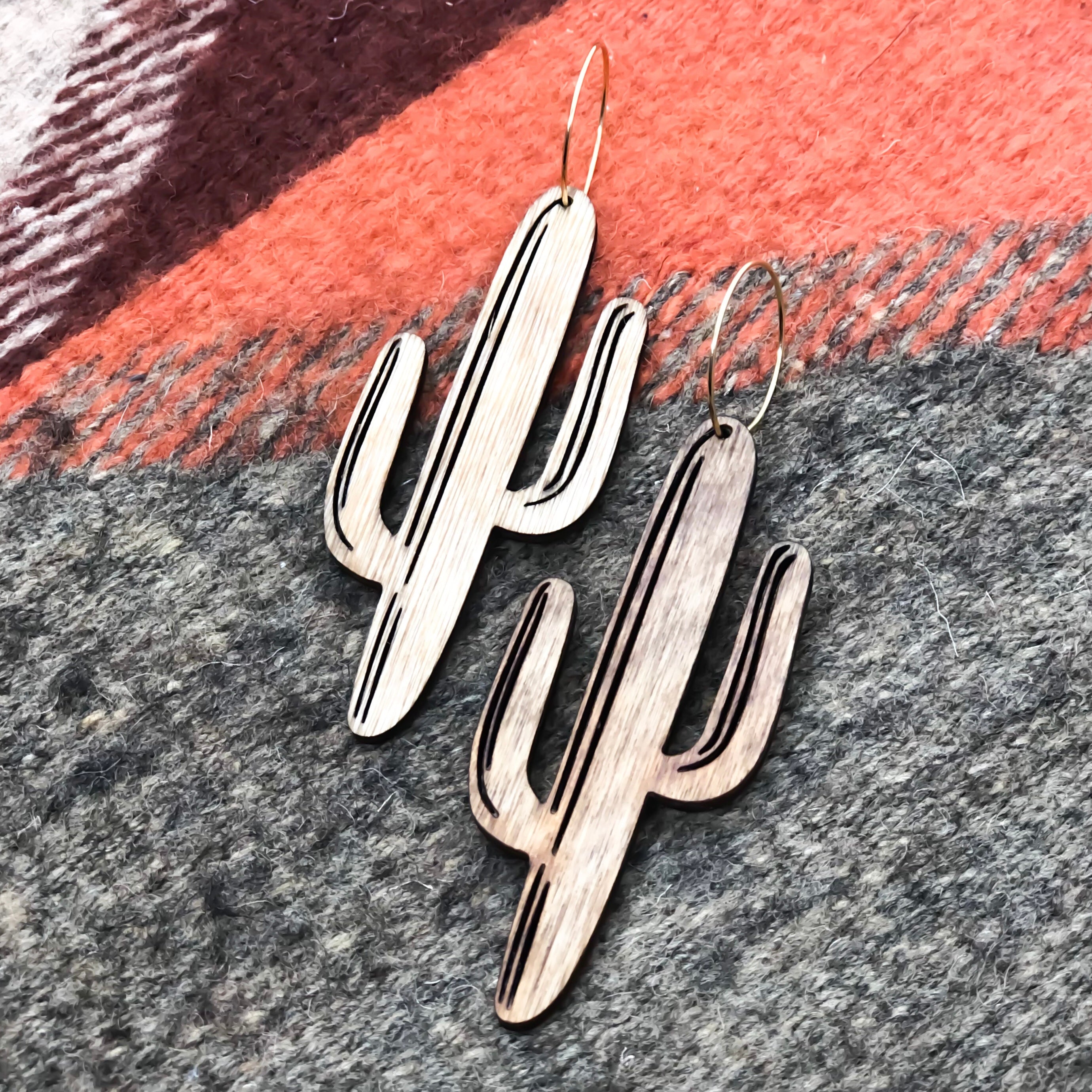 Natural Wood Earrings | CACTUS