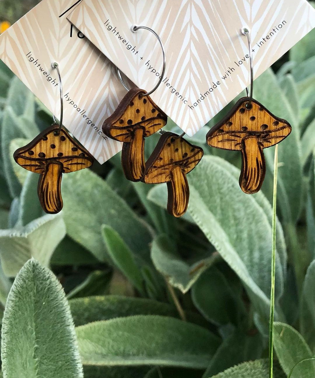 Natural Wood Earrings | MUSHROOMS
